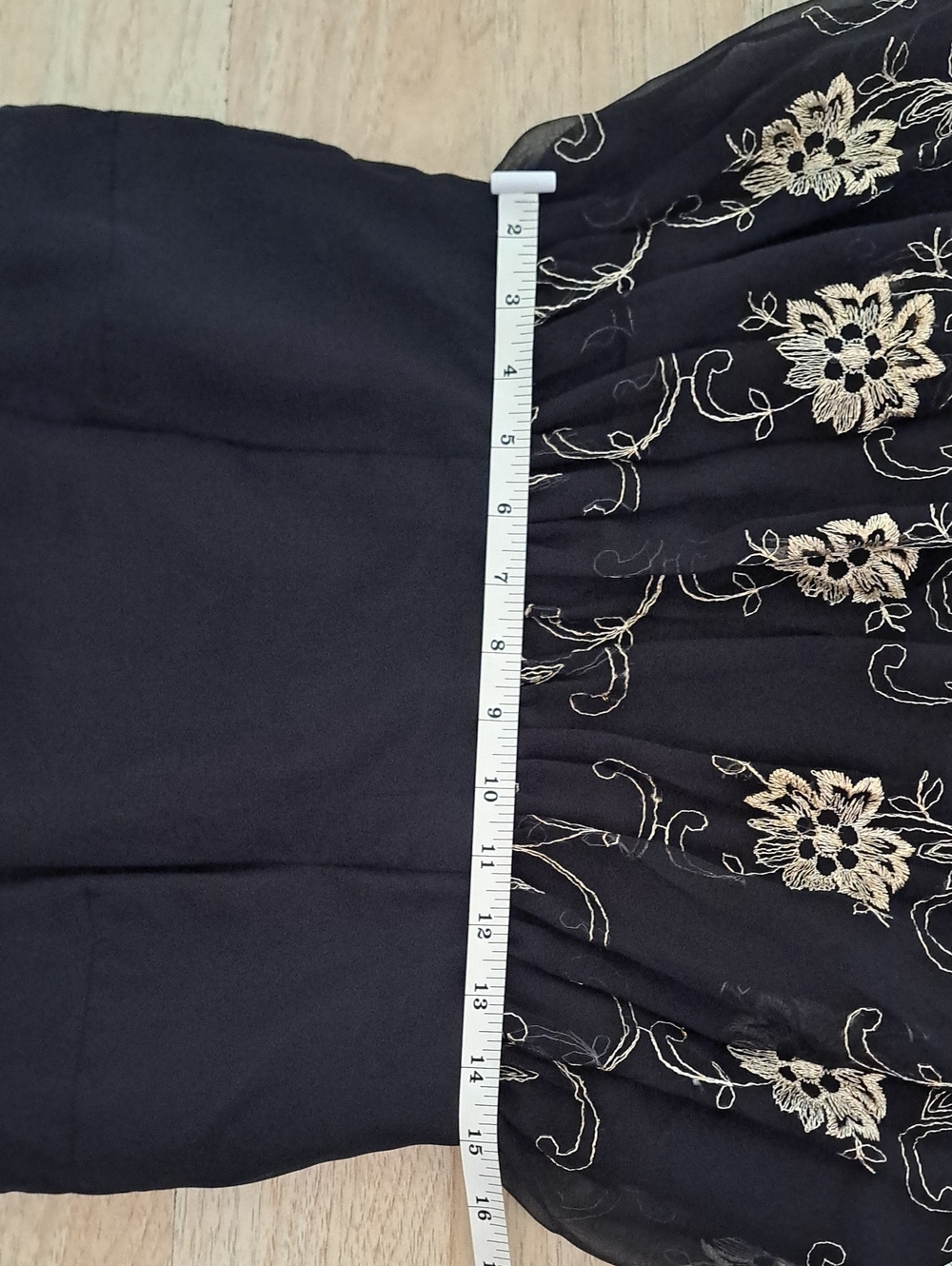 Black Midi Dress with Gold Floral Embroidery - Picture 6 of 10